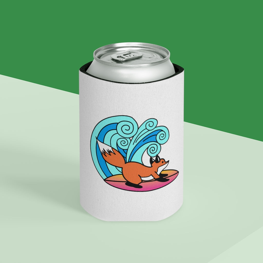 Surfing Fox Can Coozie