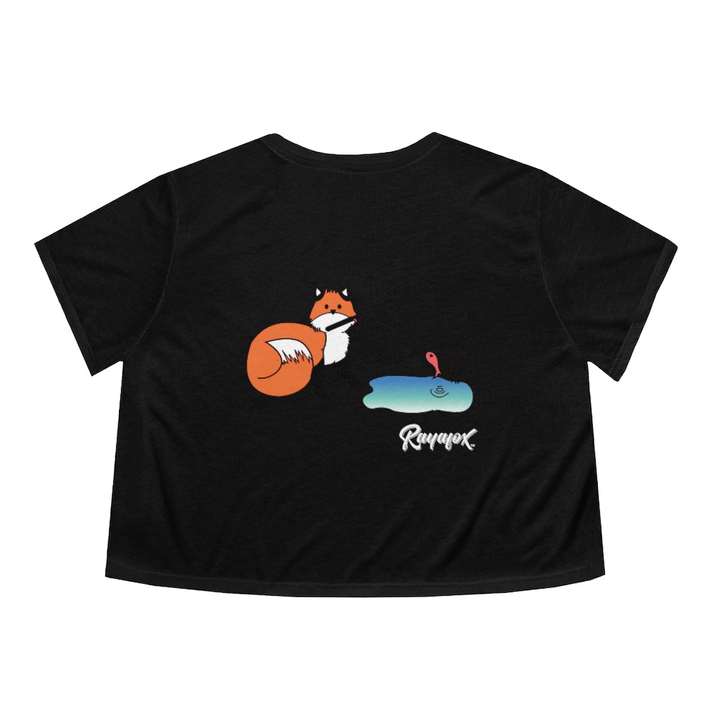 Women's Flowy Fishing Fox Cropped Tee