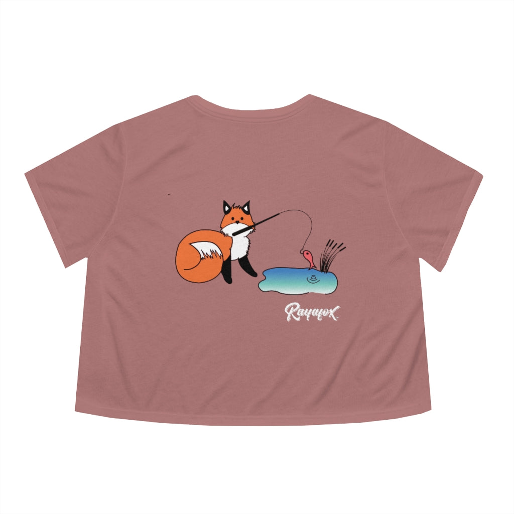 Women's Flowy Fishing Fox Cropped Tee